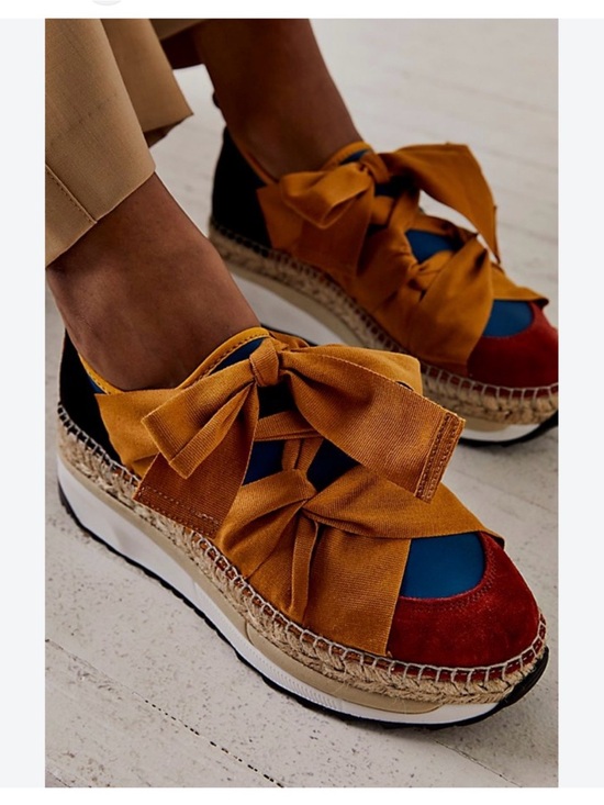 Free People Shoes - Free People Chapmin Multicolor Espadrille Platform Sneakers with Bow Accents